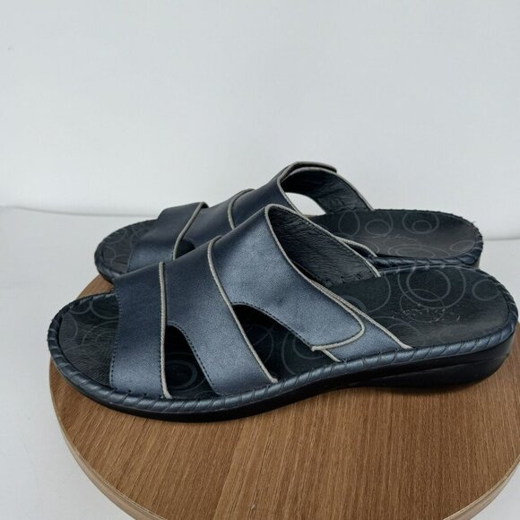 Propet Azalea Womens Navy Open-Toe Leather Slide Sandals Wedge Sole Size 9.5 M‎ - Picture 3 of 7